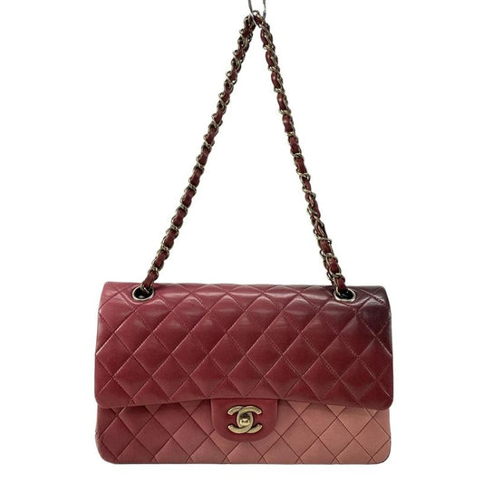 Chanel Shoulder Bag Double Flap Matelasse A01112 Red X Pink X Black Lambskin
