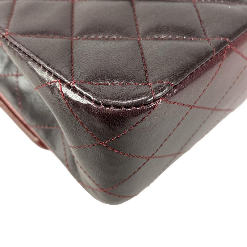 Chanel Shoulder Bag Double Flap Matelasse A01112 Red X Pink X Black Lambskin