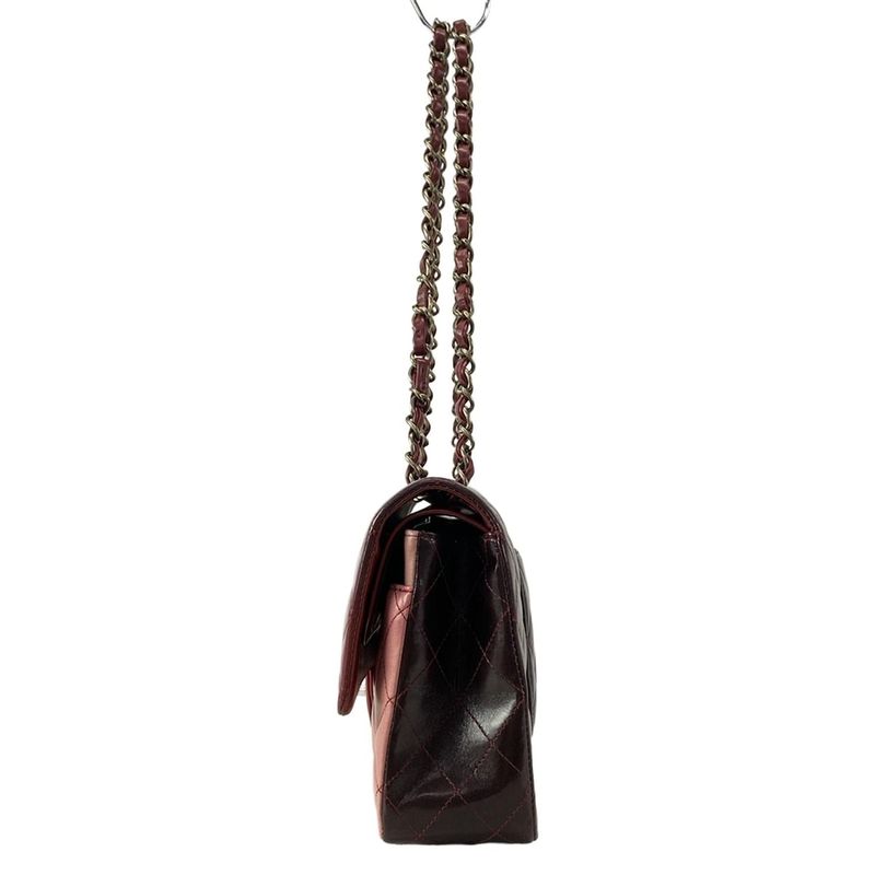 Chanel Shoulder Bag Double Flap Matelasse A01112 Red X Pink X Black Lambskin