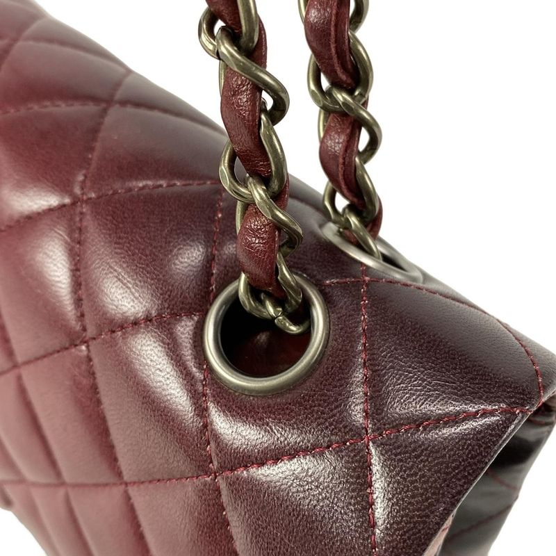 Chanel Shoulder Bag Double Flap Matelasse A01112 Red X Pink X Black Lambskin