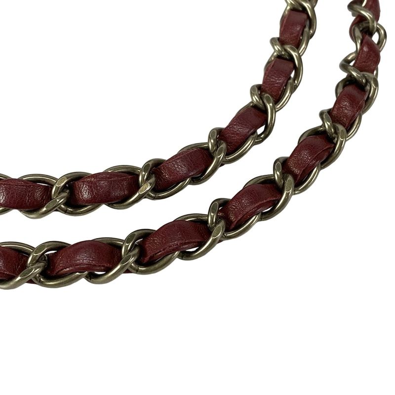 Chanel Shoulder Bag Double Flap Matelasse A01112 Red X Pink X Black Lambskin