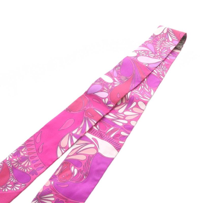 Hermes Twilly Millefleurs du Mexque Mexican Flower Scarf Pink Purple
