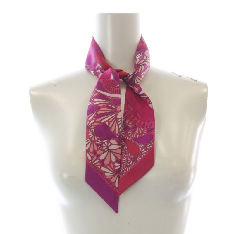 Hermes Twilly Millefleurs du Mexque Mexican Flower Scarf Pink Purple