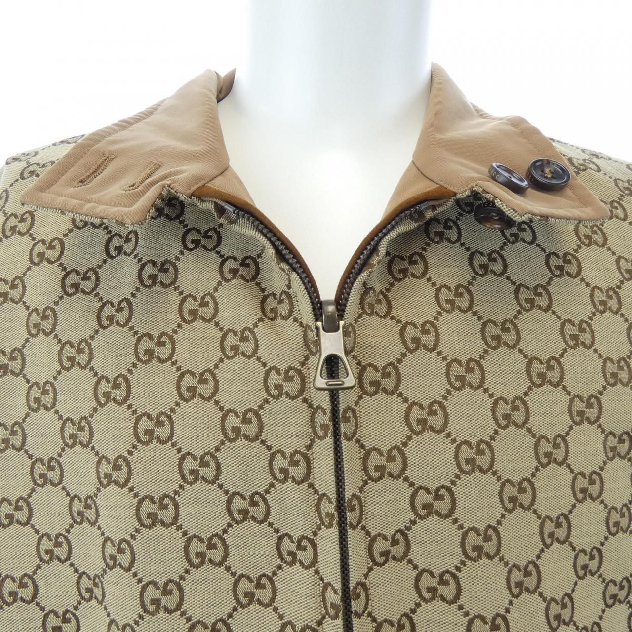Gucci Leather &gg Canvas Reversible Jacket 717009 Z8a57 Blouson