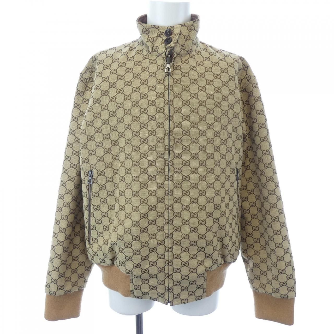 Gucci Leather &gg Canvas Reversible Jacket 717009 Z8a57 Blouson