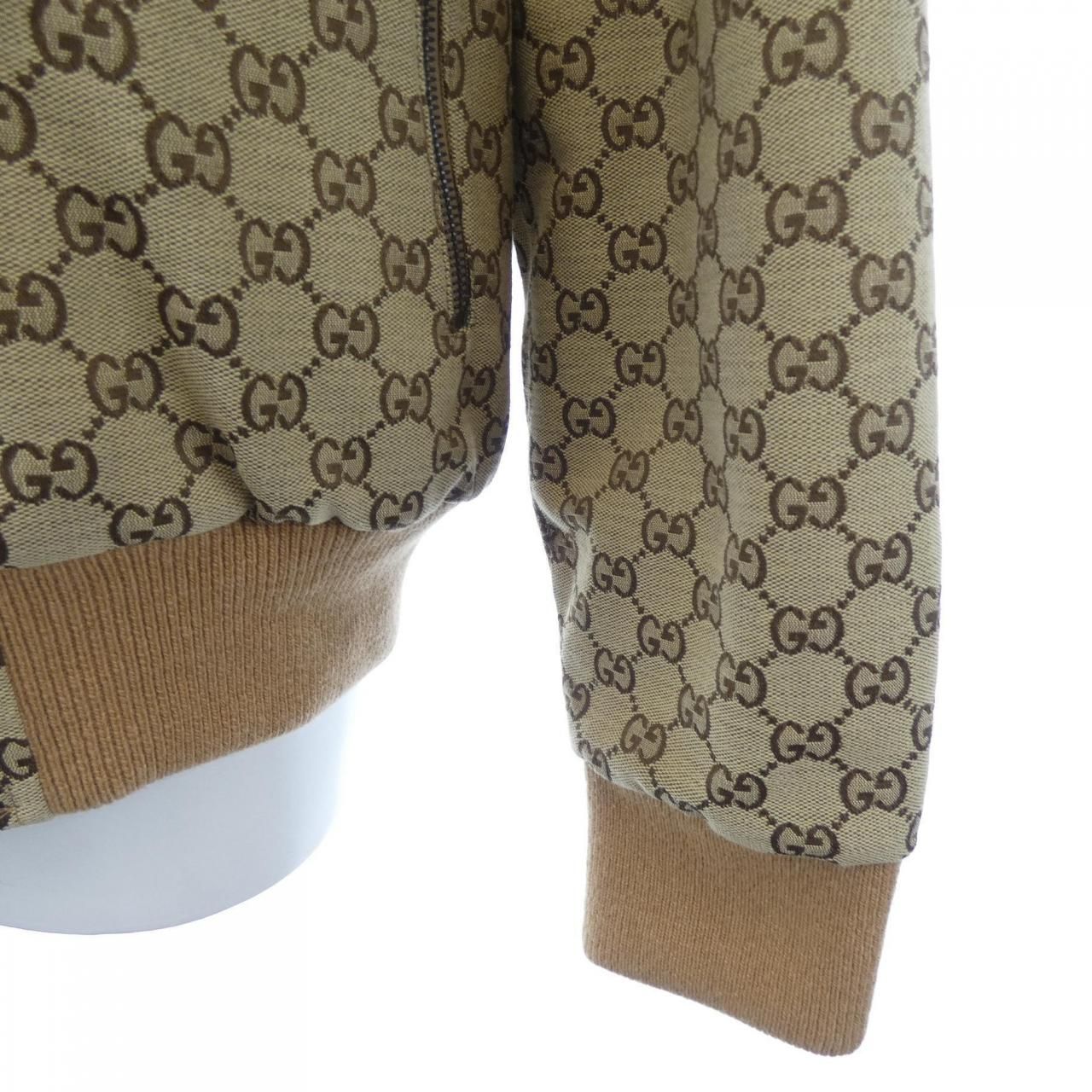 Gucci Leather &gg Canvas Reversible Jacket 717009 Z8a57 Blouson