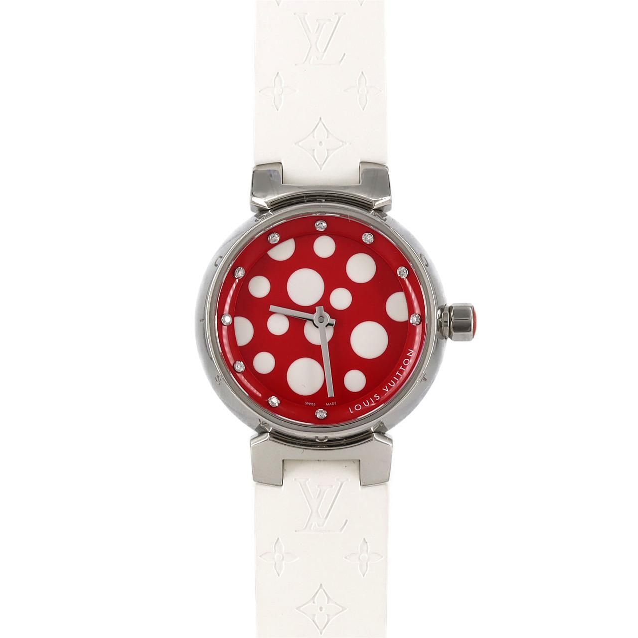 Louis Vuitton Tambour 10p Yayoi Kusama Limited Q12m7 SS Quartz