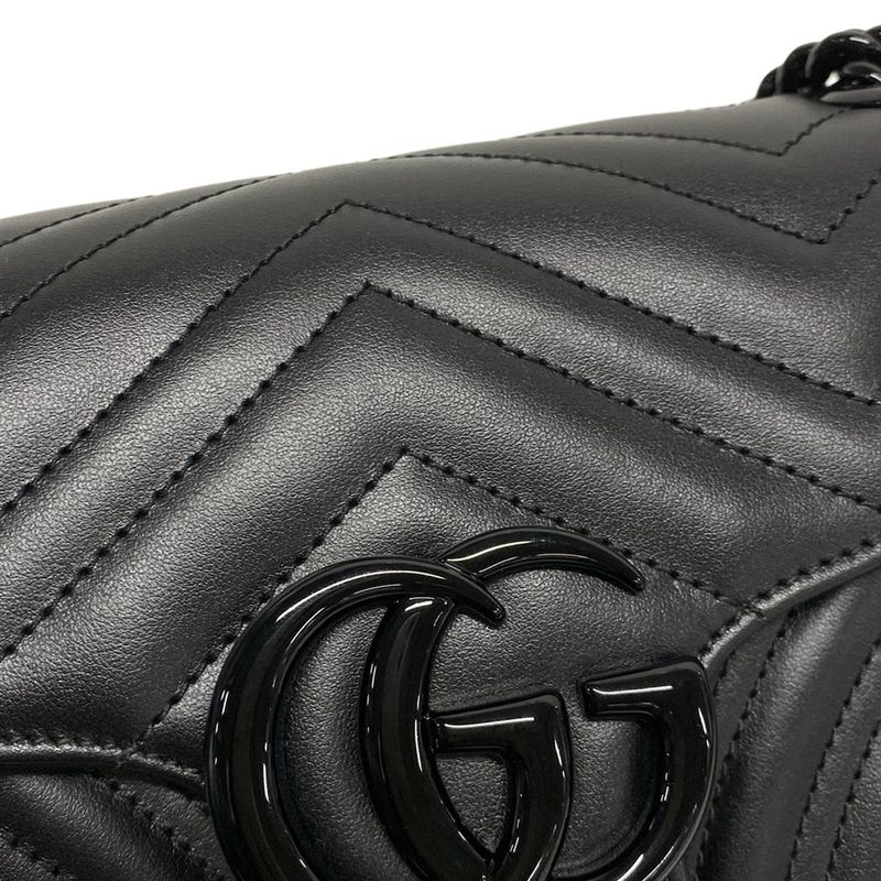 Gucci Shoulder Bag Ggmarmont Medium Shoulder Bag 443497 Black Leather