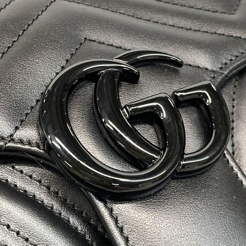 Gucci Shoulder Bag Ggmarmont Medium Shoulder Bag 443497 Black Leather