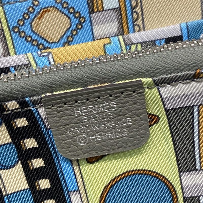 Hermes Bifold Wallet Azap Compact Silk-in Grimeyer Round Zipper Silver Hardware