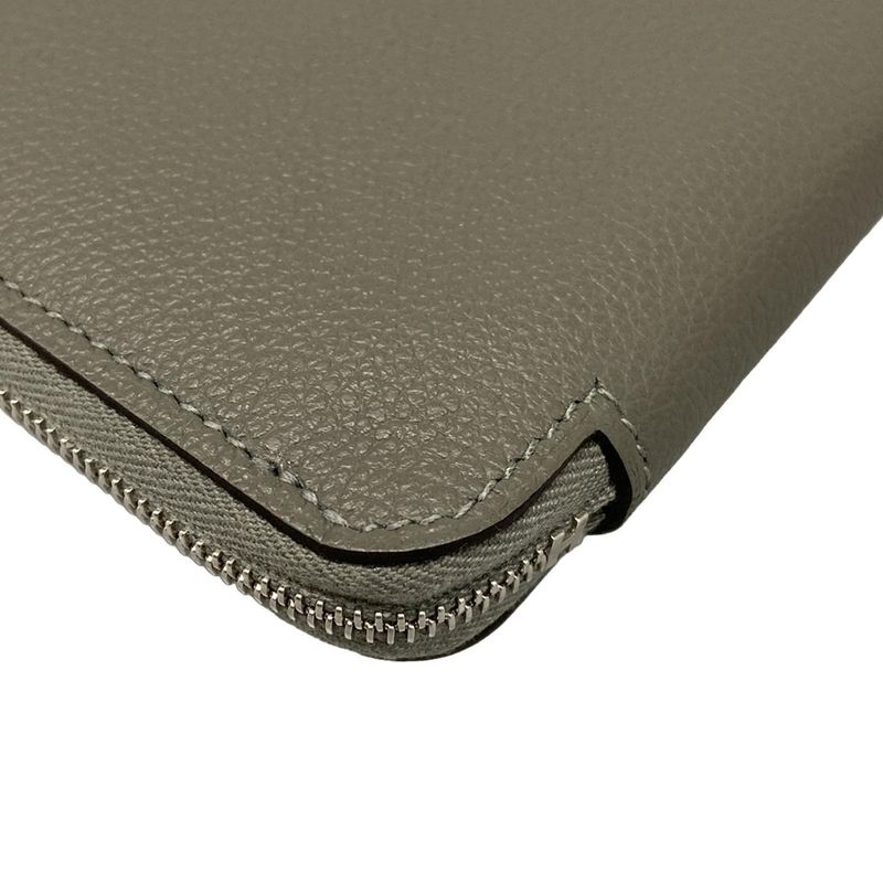 Hermes Bifold Wallet Azap Compact Silk-in Grimeyer Round Zipper Silver Hardware