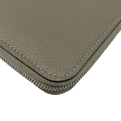 Hermes Bifold Wallet Azap Compact Silk-in Grimeyer Round Zipper Silver Hardware