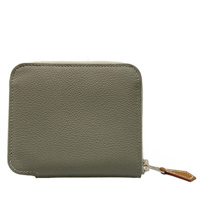 Hermes Bifold Wallet Azap Compact Silk-in Grimeyer Round Zipper Silver Hardware