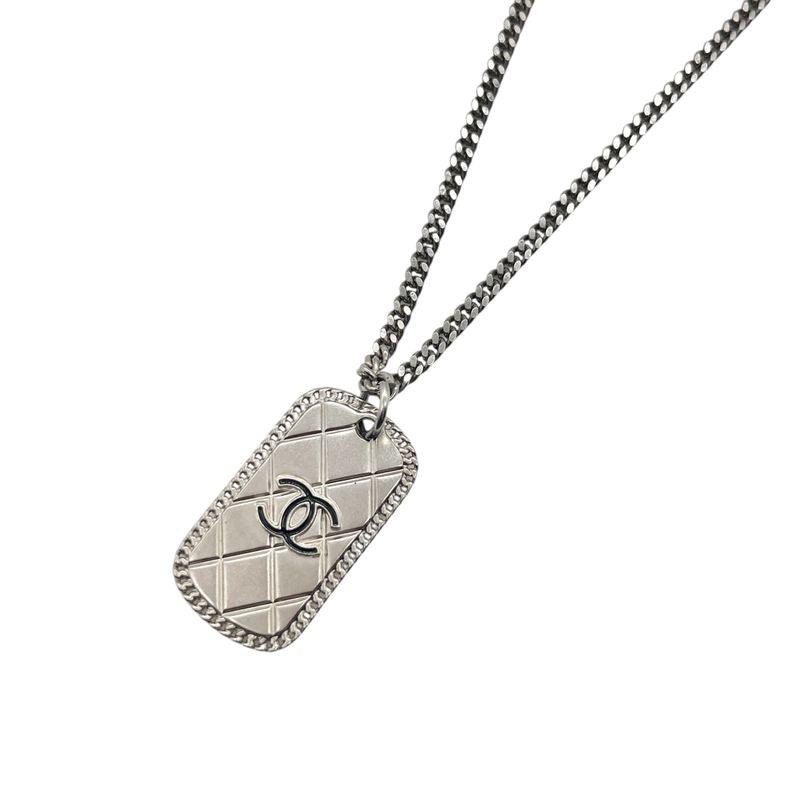 Chanel Plate Matelasse Necklace Coco Mark Necklace Unisex