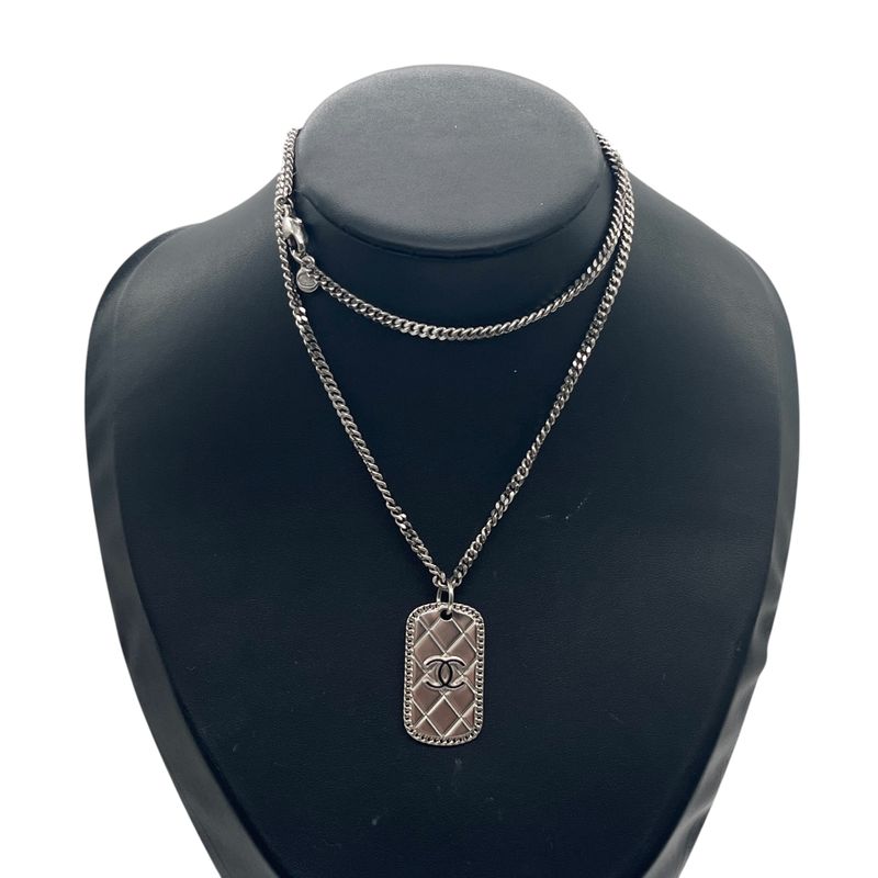 Chanel Plate Matelasse Necklace Coco Mark Necklace Unisex