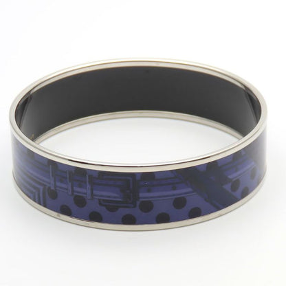 Hermes Bangle Enamel GM Metal Purple Silver Cloisonne Belt Dot