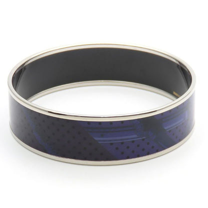 Hermes Bangle Enamel GM Metal Purple Silver Cloisonne Belt Dot