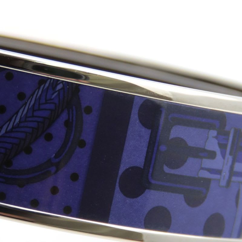 Hermes Bangle Enamel GM Metal Purple Silver Cloisonne Belt Dot