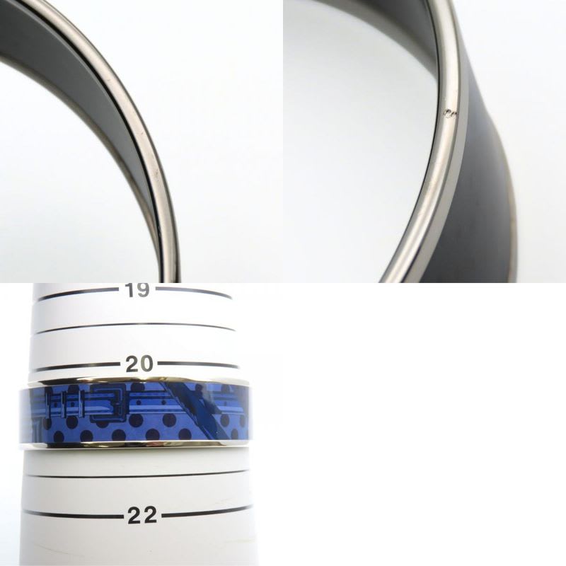 Hermes Bangle Enamel GM Metal Purple Silver Cloisonne Belt Dot