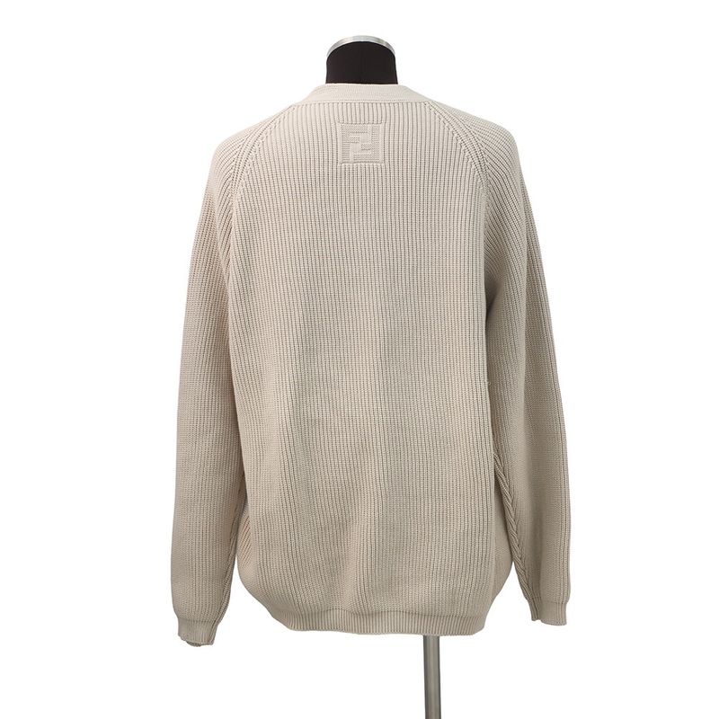 Fendi Cardigan Knit 58 Top Beige Light Gray