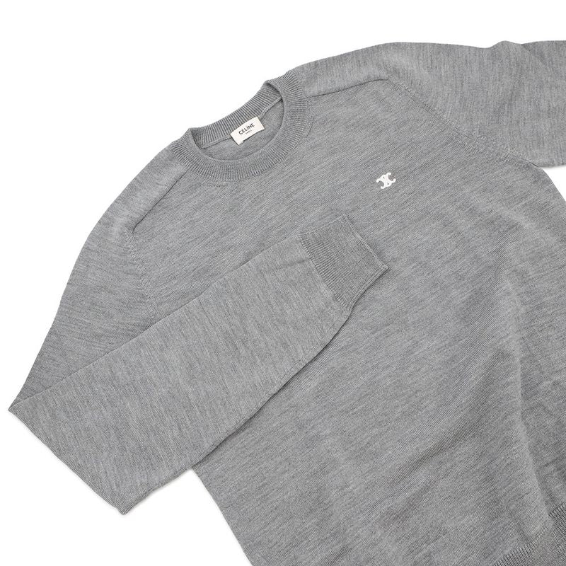 Celine Sweater Triomphe Crew Neck Wool XS Midi Amgre