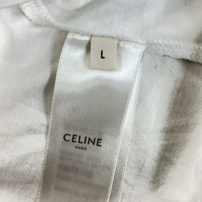 Celine Short Sleeve T-Shirt Size L - White X Black Crew Neck Logo