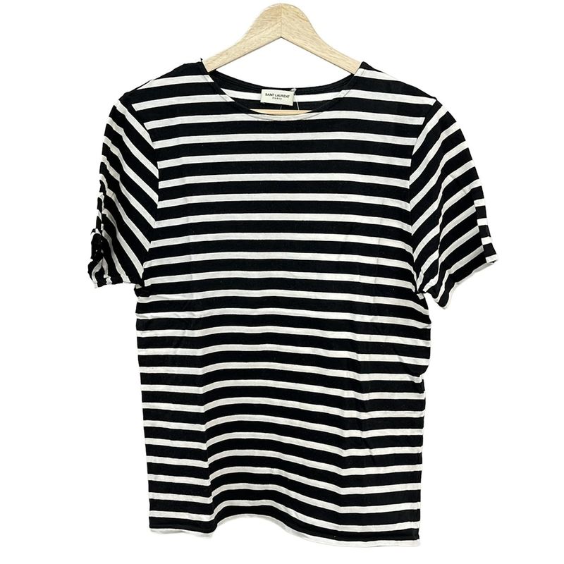 Saint Laurent Paris Short Sleeve T-Shirt Size S - 389385 Black X White Crew