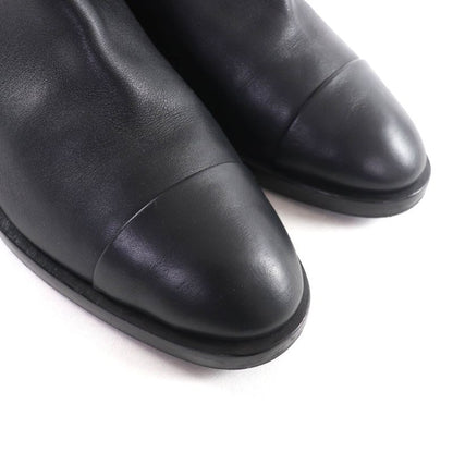 Chanel G39566 Coco Mark Leather Short Boots With Logo Button Black 38.5 Made In