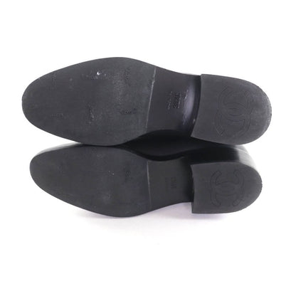 Chanel G39566 Coco Mark Leather Short Boots With Logo Button Black 38.5 Made In