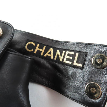 Chanel G39566 Coco Mark Leather Short Boots With Logo Button Black 38.5 Made In