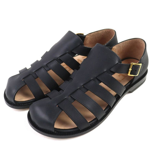 △loewe L814465x77 Campo Logo Buckle Leather Gurkha Sandals Black 38 Boxes/storag