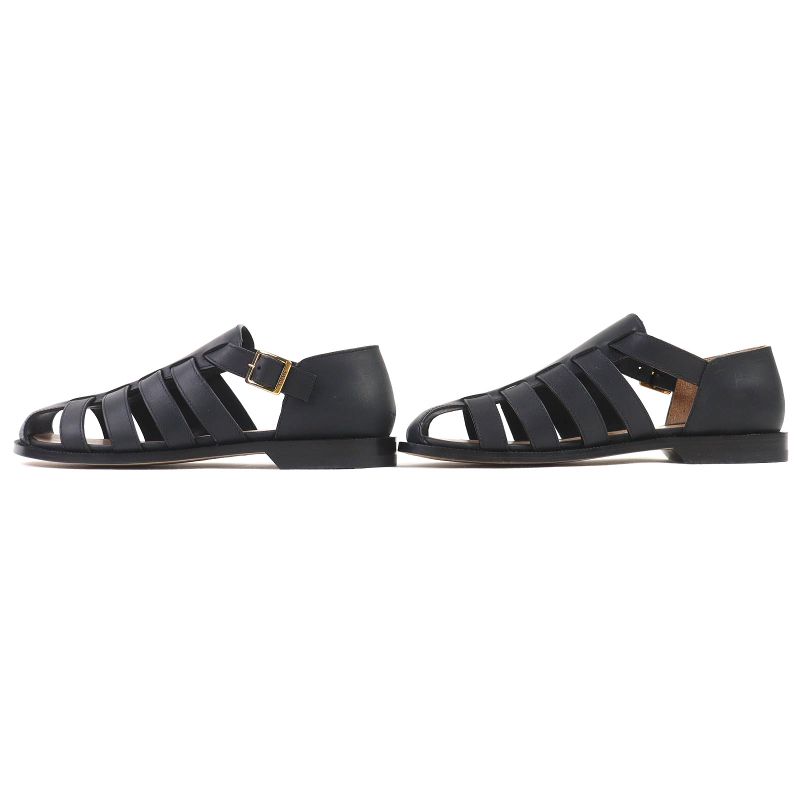 △loewe L814465x77 Campo Logo Buckle Leather Gurkha Sandals Black 38 Boxes/storag