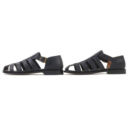 △loewe L814465x77 Campo Logo Buckle Leather Gurkha Sandals Black 38 Boxes/storag