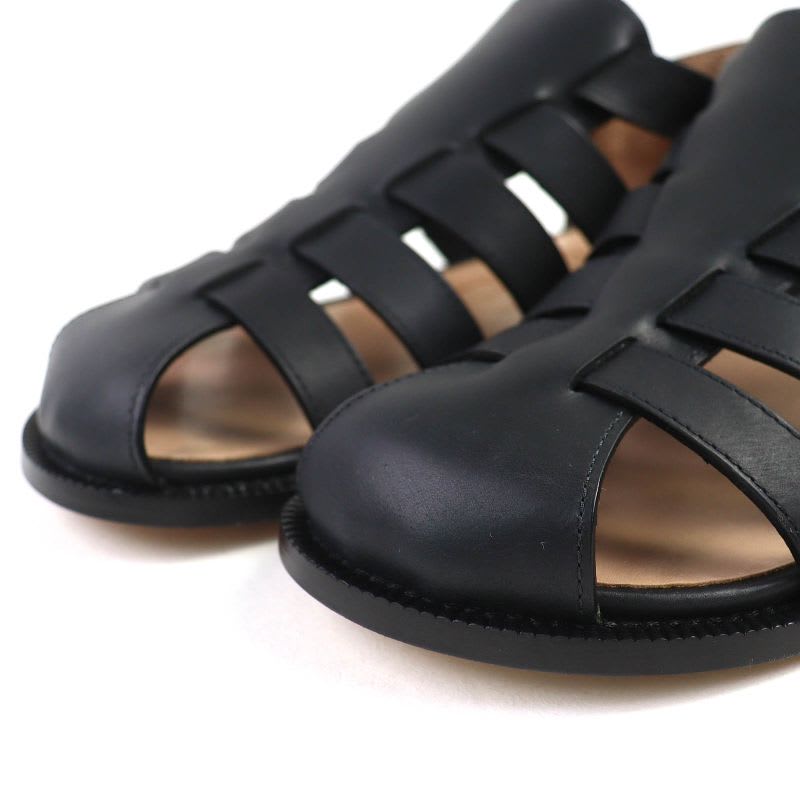 Loewe X77 Campo Logo Buckle Leather Gurkha Sandals Black 38 Boxes Storag