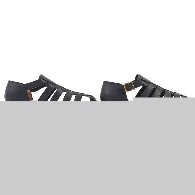 △loewe L814465x77 Campo Logo Buckle Leather Gurkha Sandals Black 38 Boxes/storag
