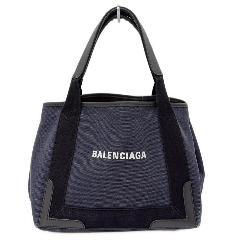 Balenciaga Tote Bag Navy Cabas S 339933 Navy X Black Leather