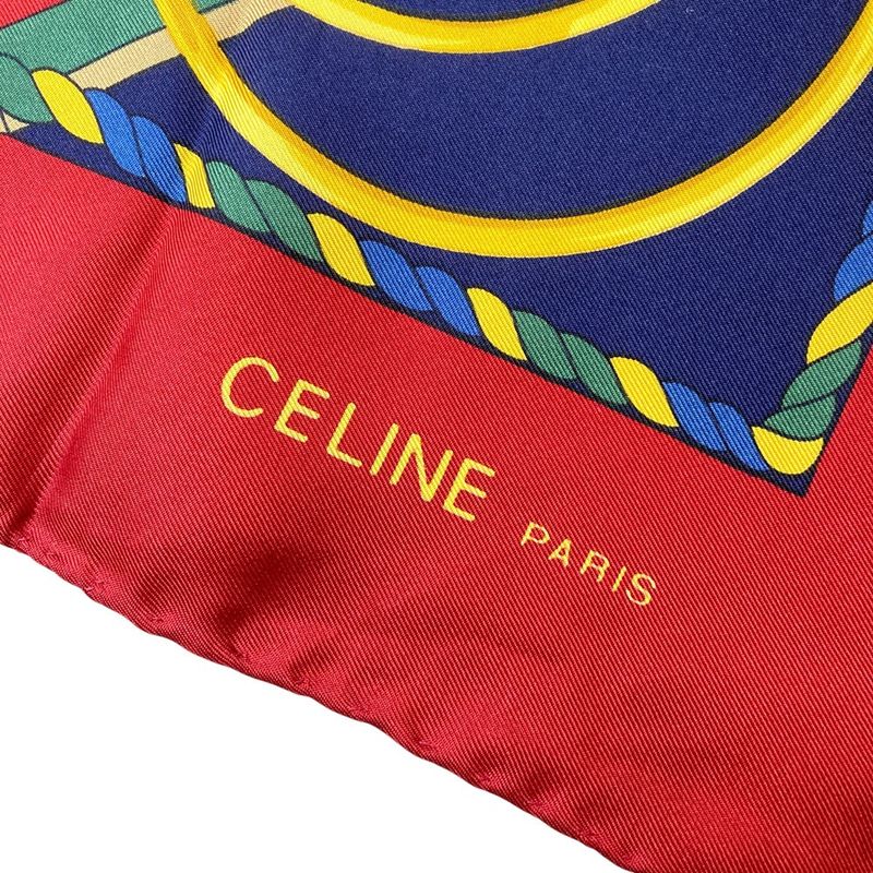 Good item CELINE Horsebit x Ribbon Pattern Scarf Multicolor Ladies Used USED