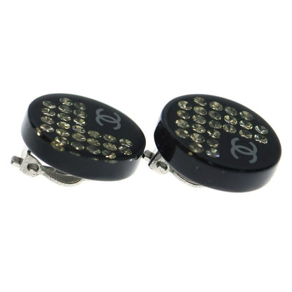 Chanel Cocomark Rhinestone Earring Black