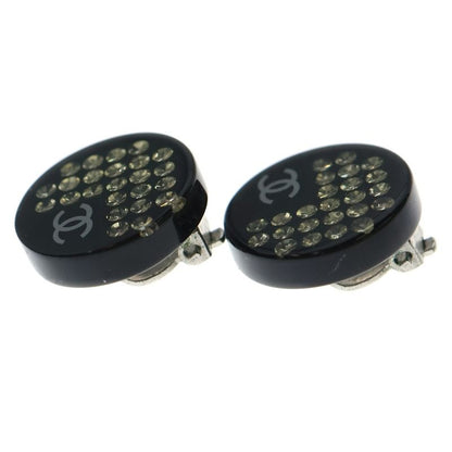 Chanel Cocomark Rhinestone Earring Black