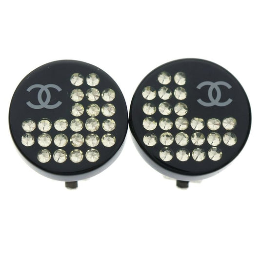 Chanel Cocomark Rhinestone Earring Black