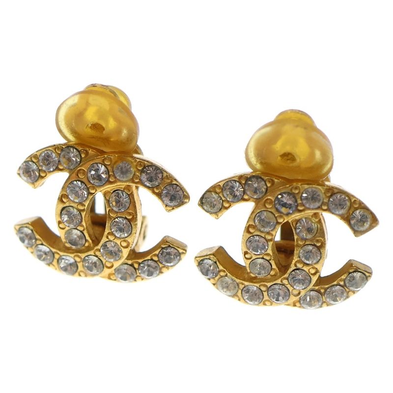Chanel Cocomark Rhinestone Earring GP 02a