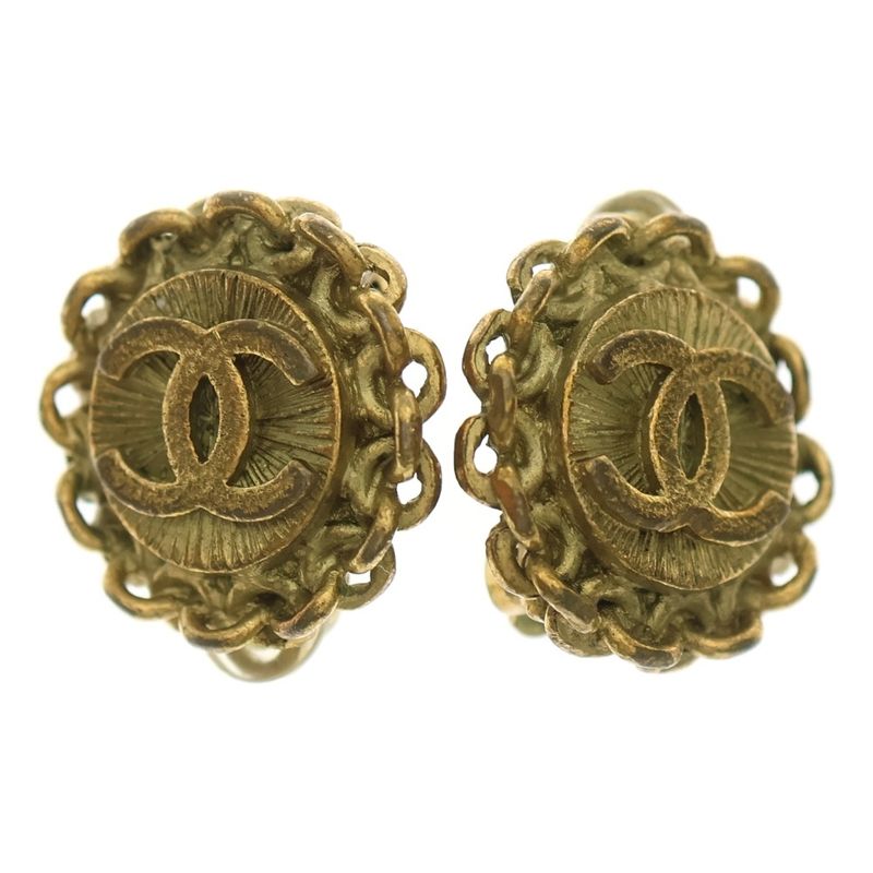 Chanel Coco Mark Earring Gold Vintage 95p GP