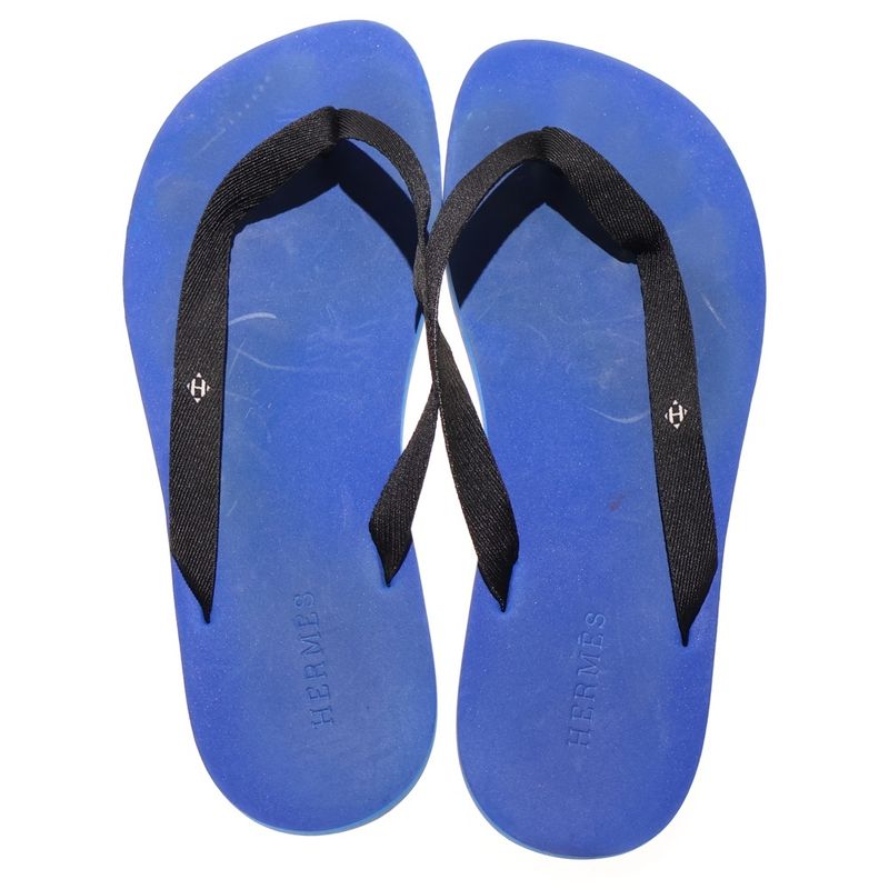 Hermes Thong Rubber Flip Flops Blue