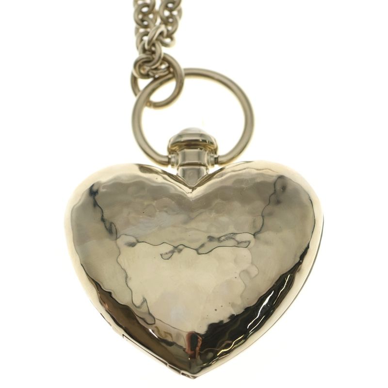 Chanel Fake Pearl Heart Locket Pendant Gold Women's