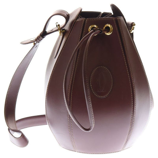 Cartier Mustline Leather Shoulder Bag Bordeaux Gdhardware