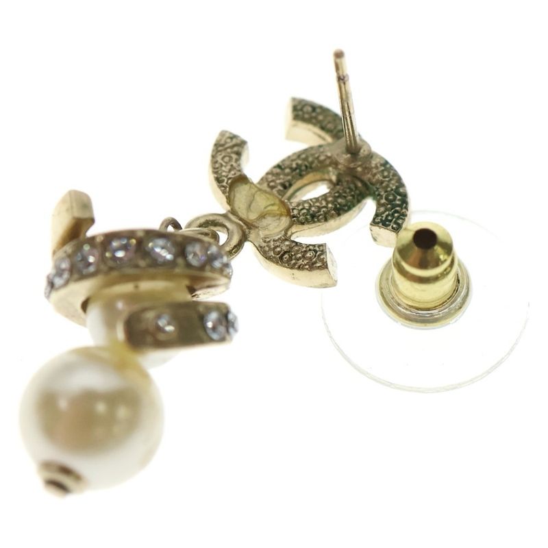 Chanel Cocomark Rhinestone Pearl Earrings 16s Accessories