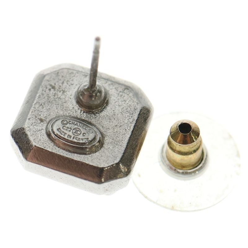 Chanel Square Coco Mark Rhinestone Earrings C22c