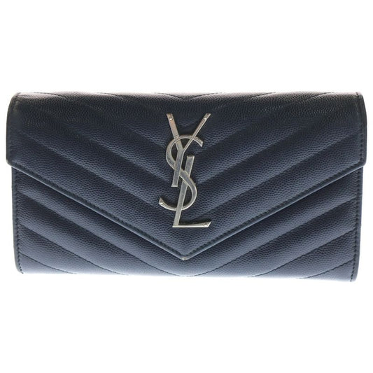Saint Laurent Paris Envelope Chain Wallet Shoulder Bag Mini Bag Navy Leather