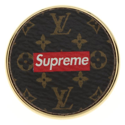Supreme 17aw ×Louis Vuitton Monogram Box Logo Brooch Pin Badge Brown Gold