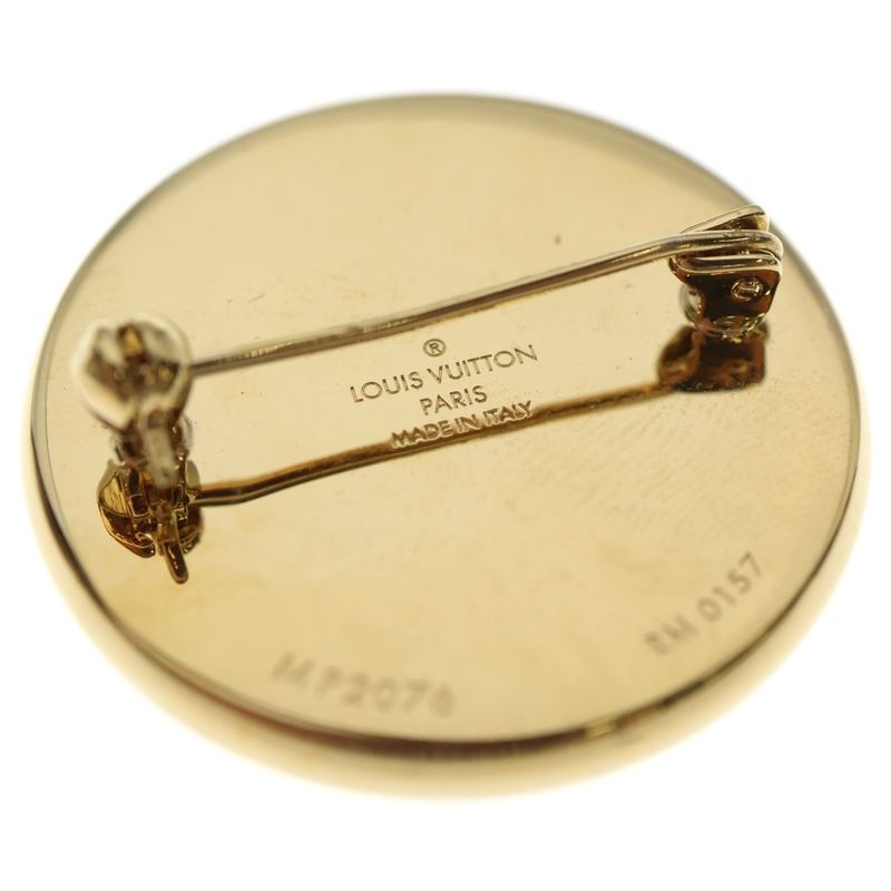 Supreme 17aw ×Louis Vuitton Monogram Box Logo Brooch Pin Badge Brown Gold